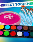 Blue Squid Face Paint Water Based Single Cake Professional Face Paint & Body Paint - Water Activated, Kids Adults Face Painting for Costume, Halloween Makeup, Cosplay - Neon Magenta Face Paint 30g
