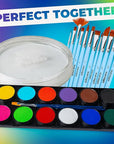 Blue Squid Face Paint Water Based Single Cake Professional Face Paint & Body Paint - Water Activated, Kids Adults Face Painting for Costume, Halloween Makeup, Cosplay - Neon White Face Paint 30g