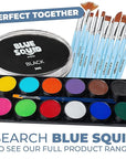 Blue Squid Face Paint Water Based Single Cake Professional Face Paint & Body Paint - Water Activated, Kids Adults Face Painting for Costume, Halloween Makeup, Cosplay - Classic Black Face Paint 30g