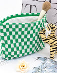 Pazimiik knitted checkered makeup bag