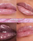 Revlon Super Lustrous Glimmer Gloss, Non-Sticky Lip Gloss, High-Shine Finish, Plant-Based Glitter, 002 Pink Prisma, 0.13 fl oz