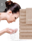 Cosy Family 10 Pack Makeup Remover Wash Cloths - Soft Microfiber Fingertip Facial Cleansing Cloths for Hand and Make Up, 12 x 12 in, Brown
