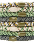 L. Erickson Grab & Go Pony - Cadet - 8 Pack Ponytail Holder Hair Ties - Green Camo Mix