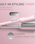 Curling Iron Hair Crimper Waver - TYMO ROVY Beach Waves Curling Wand, Ionic Deep Waver Hair Curler Tool with Ceramic 3 Barrel for Women, Dual Voltage, Anti-Scald, Easy to Use, Pink, 1 Inch