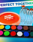 Blue Squid Face Paint Water Based Single Cake Professional Face Paint & Body Paint - Water Activated, Kids Adults Face Painting for Costume, Halloween Makeup, Cosplay - Neon Orange Face Paint 30g