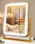 ROLOVE Vanity Mirror with Lights, 12.6"×15" LED Makeup Mirror, Lighted Makeup Mirror with Lights, Smart Touch Control Dimmable 3 Modes Light, Lighted Up Mirror for Makeup Desk, Gold