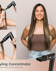 Shark Hair Dryer | FlexStyle Hair Styling System | Portable & Powerful Blow Dryer Brush | Hair Curler & Volumizer | 6 Styling Tools Included | Best for All Hair Types | Black | HD440BK