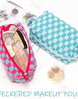 Pazimiik checkered makeup bag for
