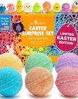 Easter Bath Bombs for Kids with Surprise Toys Inside (6 Pack) - Easter Basket Stuffers for Boys and Girls - Large Spring Bubble Bomb, Made in USA, Incredible Fragrances & Colors by Two Sisters