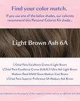 eSalon Permanent Hair Color & Hair Dye Complete Kit - Personal Colorist Kit for Up To 100% Gray Coverage for All Hair Types - Professional-Grade Ammonia-Free Hair Dye (Light Brown Ash 6A)