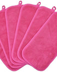 Makeup Remover Cloths for Face, Eye, Lips - Reusable Makeup Remover Pads Soft Microfiber Facial Cleansing Cloths 6 x 12 inch 6 Pack (Dark Pink)