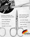 3 Swords Germany – brand quality 8 piece manicure pedicure grooming kit set for professional nail care with synthetic leather case black silver spots - Made in Germany