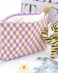 Pazimiik knitted checkered makeup bag