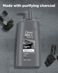 DOVE MEN + CARE Shampoo Charcoal + Clay 3 Count For Healthy-Looking Hair Naturally Derived Plant Based Cleansers 25.4 oz