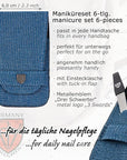 3 Swords Germany - brand quality 6 piece manicure pedicure grooming kit set for professional nail care with jeans textile case - Made in Germany