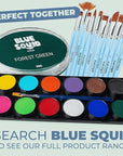 Blue Squid Face Paint Water Based Single Cake Professional Face Paint & Body Paint - Water Activated, Kids Adults Face Painting for Costume, Halloween Makeup, Cosplay - Forest Green Face Paint 30g
