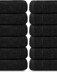 Tens Towels Pack of 12 Washcloths, 12 x 12 Inches, Lighter Weight, Quick to Dry, Super Soft & Absorbent, Gentle Face Towels, Hotel Quality, Perfect for Bathroom, Gym, Spa (Black, 12 Pack)