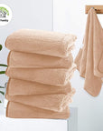 Cosy Family 6 Pack Ultra Soft Microfiber Absorbent Hand Towel, Silk Hemming Towels for Bathroom - Quick Drying - Perfect for Bath, Fitness, Gym, Shower, Hotel, and Spa - 16x28 Inch, Brown