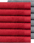 100% Cotton Washcloths Set 13” x 13” | Burgundy & Dark Grey Towels | Set of 12 Ultra Soft and Highly Absorbent Washcloths Sets for Bathroom, Gym, Hotel, Spa | Machine Washable Face Towel