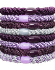 L. Erickson Grab & Go Pony - Royal - 8 Pack Ponytail Holder Hair Ties - Mixed Purples