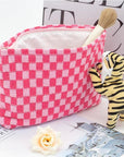 Pazimiik knit checkered makeup bag