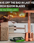 Safety Razor for Women, Men's Single Blade Razor with a Razor Stand with 10 Blades, Double Edge Razor with a Texture Handle, Metal Razor Women, Fits All Double Edge Razor Blades (Rose Gold)