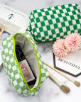 Pazimiik checkered makeup bag for