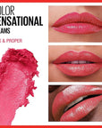 Maybelline Color Sensational Lipstick, Lip Makeup, Cream Finish, Hydrating Lipstick, Pink & Proper, Coral Pink ,1 Count