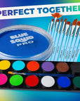 Blue Squid Face Paint Water Based Single Cake Professional Face Paint & Body Paint - Water Activated, Kids Adults Face Painting for Costume, Halloween Makeup, Cosplay - Neon Sky Blue Face Paint 30g