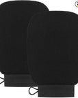 Valitic Exfoliating Glove Body Scrubber - Exfoliating Mitt Dead Skin Remover, Shower Face and Body Exfoliator - Korean Style Skin Scrubber Washcloth - Spray and Self Tan Remover, Pair Black