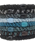 L. Erickson Grab & Go Pony - Blue Tide - 8 Pack Ponytail Holder Hair Ties - Mixed Teal and Black