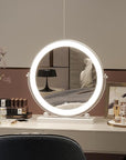 ROLOVE 13 Inch Vanity Mirror with Lights, Round Make Up Mirror with Lighting, LED Mirror Makeup Mirror with Lights for Bedroom Tabletop, Smart Touch Control, 360° Rotation (White)