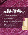 Oulac Purple Lipstick for Women with Metallic 3D Shine Lightweight Hydrating Formula, High Impact Lip Color, Vegan Beauty, Full Coverage Lip Makeup, Christmas Gifts for Women, Sugar Plum (04)