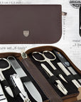 3 Swords Germany - brand quality 8 piece manicure pedicure grooming kit set for professional finger & toe nail care genuine leather case in gift box, Made in Germany