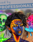 Blue Squid Face Paint Water Based Single Cake Professional Face Paint & Body Paint - Water Activated, Kids Adults Face Painting for Costume, Halloween Makeup, Cosplay - Metallic Silver Face Paint 30g