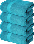 Infinitee Xclusives Luxury 100% Ring-Spun Cotton Bath Towels Set of 4 (27x54 inches) – Soft, Absorbent & Quick-Drying Towels for Bathroom, Gym, Spa & Hotel Use (Serene Teal, Bath Towels)