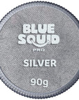 Blue Squid PRO Face Paint - Professional Water Based Single Cake Facepaint & Body Paints - SFX Makeup, Kids Adults Face Painting for Costume, Halloween, Cosplay - Metallic Silver 90g / 3oz