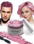 4.23 oz Temporary Pink Hair Color Wax with Dye Brush, Instant Natural Hairstyle Cream, Disposable Coloring Mud for Women Men Youth, Washable Styling Pomades, Party Cosplay DIY Halloween