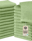 Utopia Towels 24 Pack Cotton Washcloths Set, 100% Ring Spun Cotton, Premium Quality Flannel Face Cloths, Highly Absorbent and Soft Feel Fingertip Towels, Sage Green