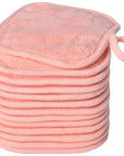 Makeup Remover Cloths for Face, Eye, Lips - Reusable Makeup Remover Pads Soft Microfiber Facial Cleansing Cloths 5 x 5 inch 12 Pack (Coral)