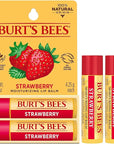 Burt's Bees Lip Balm - Strawberry, Lip Moisturizer With Responsibly Sourced Beeswax, Tint-Free, Natural Origin Conditioning Treatment, 2 Tubes, 0.15 oz.