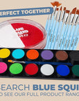 Blue Squid Face Paint Water Based Single Cake Professional Face Paint & Body Paint - Water Activated, Kids Adults Face Painting for Costume, Halloween Makeup, Cosplay - Red & White Face Paint 30g