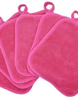Makeup Remover Cloths for Face, Eye, Lips - Reusable Makeup Remover Pads Soft Microfiber Facial Cleansing Cloths 8 x 8 inch 6 Pack (Dark Pink)