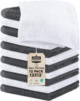Utopia Towels 12 Pack Cotton Washcloths Set, 100% Ring Spun Cotton, Premium Flannel Face Cloths, Highly Absorbent and Soft Feel Fingertip Towels, Grey, White