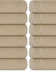 Tens Towels Pack of 12 Washcloths, 12 x 12 Inches, Lighter Weight, Quick to Dry, Super Soft & Absorbent, Gentle Face Towels, Hotel Quality, Perfect for Bathroom, Gym, Spa (Beige, 12 Pack)