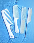 SALONSILK Combs for Women and Men, 4PCS Translucent Professional Comb Set, Wide Tooth Rat Tail Fine Tooth Set for All Hair Types