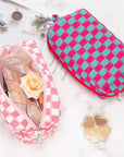 Pazimiik checkered makeup bag for