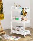 Ronlap 3 Tier Slim Rolling Storage Cart with Wheels Plastic Utility Cart Organizer for Snack Craft Art Postpartum Baby Diaper Nail Makeup in Bathroom Laundry Room Kitchen Bedside Narrow Space, White