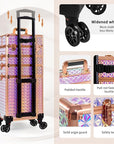 AROUS 5 in 1 Rolling Makeup Train Case Cosmetology Case on Wheels Large Cosmetic Organizer Travel Cart for Hairstylist Artist Nail Beauty Salon Barber,Colorful