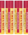 Burt's Bees Lip Balm - Pomegranate, Lip Moisturizer With Responsibly Sourced Beeswax, Tint-Free, Natural Origin Conditioning Treatment, 4 Tubes, 0.15 oz.